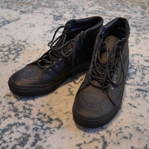 Black Leather High-Top Vans